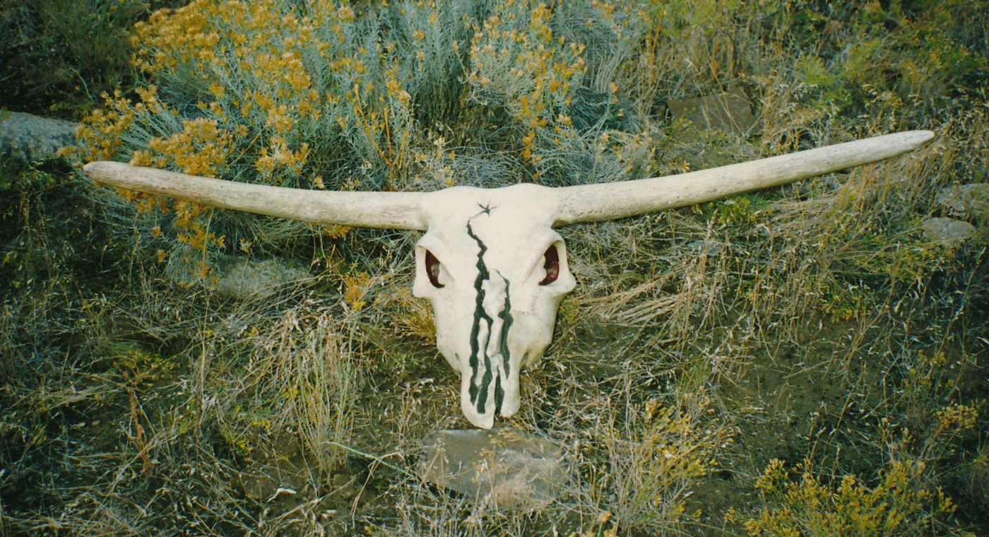 Cow skull sculpture of Brooks and Dunn logo